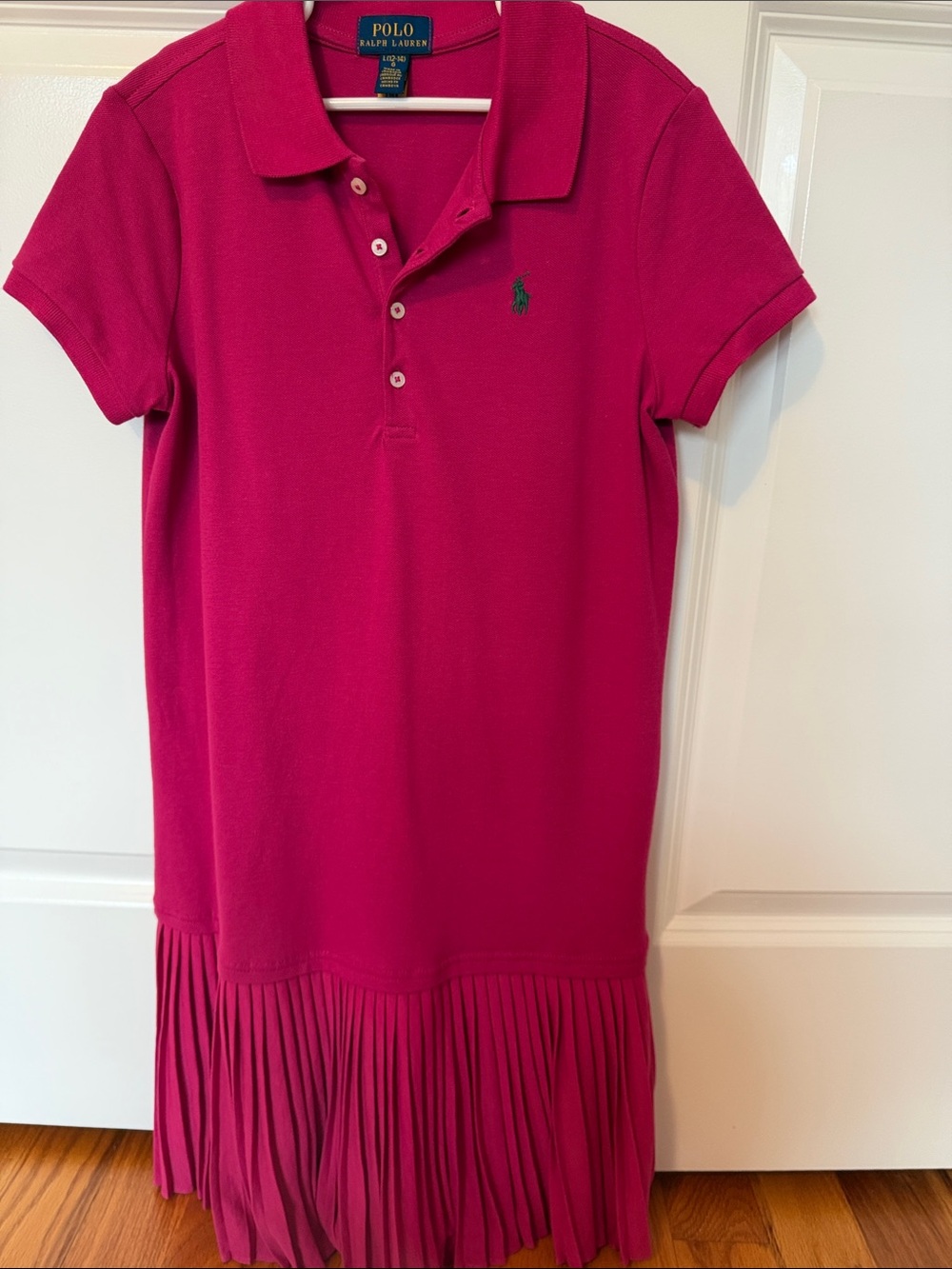 Polo by Ralph Lauren Hot Pink Girls' Polo Dress with Pleated Hem